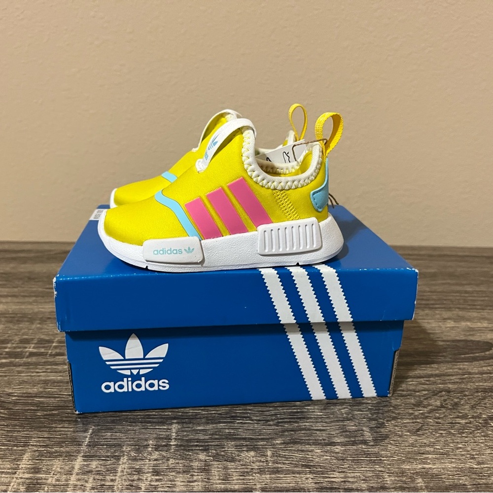 Adidas Kids Slip-On Sneakers in Yellow, Pink & Blue